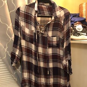 Blue and berry plaid tunic